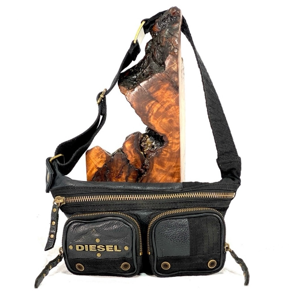 DIESEL- Vintage Leather/ Bronze metal Fanny pack